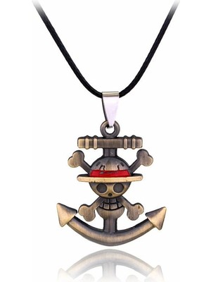 Aksh One Piece Korsan Luffy Anime Kurukafa Metal Çapa Kolye