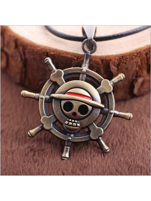 Aksh One Piece Korsan Luffy Kurukafa Logo Dümen Metal Kolye