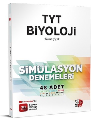 3D Yayınları TYT Simülasyon Biyoloji Denemeleri Ciltli 96 Sayfa
