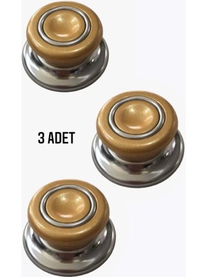 Doğuş Mutfak 3 Adet Gold Tüm Tencere Tava Kapaklarına Uygun Bagalit Tepe Cam Tencere Kapağı Kulpu