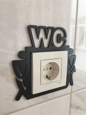 Nt Handmade Siyah Ahşap Wc Priz Çerçevesi -Priz Kenarı Ev Dekorasyon Banyo Tuvalet Ofis Cafe Için Duvar Dekoru