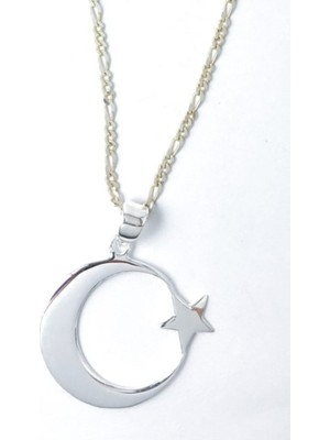 925 Gümüş Ay Yıldız 925 Ayar Gümüş Kolye