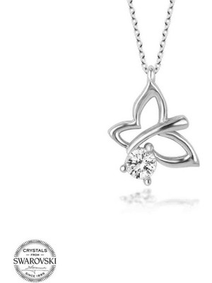 925 Gümüş Swarovski Taşlı Yusufçuk 925 Ayar Gümüş Kolye