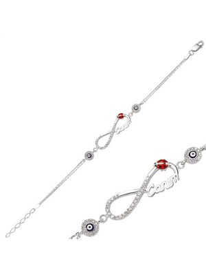 925 Gümüş Canım Yazılı Sonsuzluk 925 Ayar Gümüş Bileklik