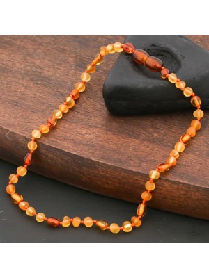 925 Gümüş Bebek Damla Kehribar  925 Ayar Gümüş Kolye