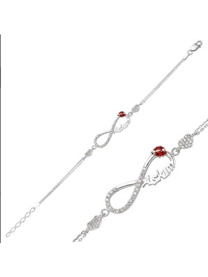 925 Gümüş Aşkım Yazılı Sonsuzluk 925 Ayar Gümüş Bileklik