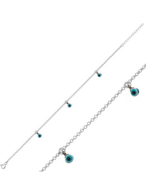 925 Gümüş Nazar Göz Halhal 925 Ayar Gümüş Bileklik