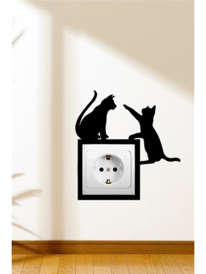 Nt Handmade Siyah Ahşap Kediler Priz Kenarı Çerçevesi Salon Oturma Yatak Çocuk Odası Için 17 x 17 cm Duvar Dekoru