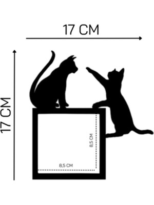 Nt Handmade Siyah Ahşap Kediler Priz Kenarı Çerçevesi Salon Oturma Yatak Çocuk Odası Için 17 x 17 cm Duvar Dekoru
