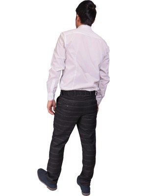 Daniel Voi Erkek Kareli Siyah Lastikli Yumuşak Kumaşlı Pantolon