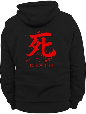 Remonz Death Yazılı Çift Baskılı 3 Ipl. Şardonlu %100 Pamuk, Içi Polar, Çok Kalın Sweatshirt