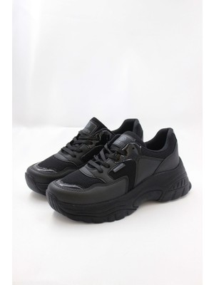 Darkstep Siyah Kadın Ortopedik Hafif Faylon Tabanlı Spor Ayakkabı Sneaker