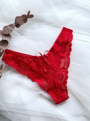 Gece İncisi Kırmızı Dantel Tanga