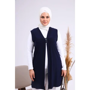 Kadın Büyük Beden Üç Düğmeli Likralı Yelek