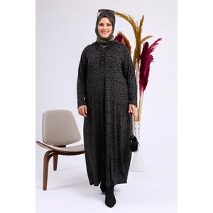 Kadın Büyük Beden Leopar Desenli Anne Elbisesi Kışlık