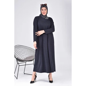Kadin Buyuk Beden Ay Yaka Anne Elbise Uzun Tesettur