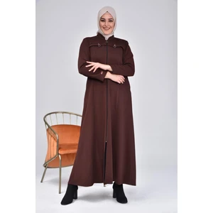 Kadın Büyük Beden Fermuarlı Kışlık Kaban Pardesü