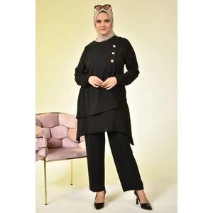 Kadın Büyük Beden Düğmeli Ikili Tesettür Tunik Takım