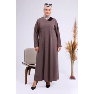 Kadın Büyük Beden Petek Kumaş Jakar Anne Elbisesi