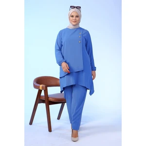 Kadın Büyük Beden Düğmeli Ikili Tesettür Tunik Takım