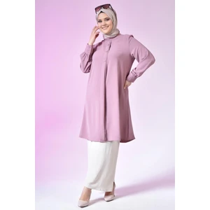 Kadın Büyük Beden Tesettür Tunik Düğmeli Ayrobin Kumaş