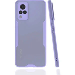 Vivo V21 Kılıf Kenar Renkli Kamera Korumalı Mat Kapak Mor