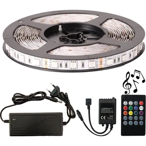 Amber LED Rgb Şerit LED Sese ve Müziğe Duyarlı Kumanda 5050 3 Çipli 10 Metre 12 V