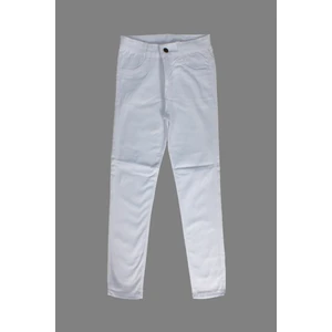 Unisex Çocuk Beyaz Keten Pantolon/ 9-12 Yaş