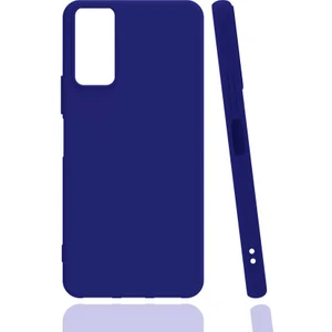 Tekno Grup Samsung Galaxy M52 Kılıf Mat Esnek Biye Silikon Kılıf Mavi + Cam Ekran Koruyucu