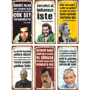 Hayat Poster Deniz Gezmiş, Che, Hasan Hüseyin, Ibrahim Karaca, Adnan Yücel, Ahmet Telli 6lı Mini Ahşap Poster Set