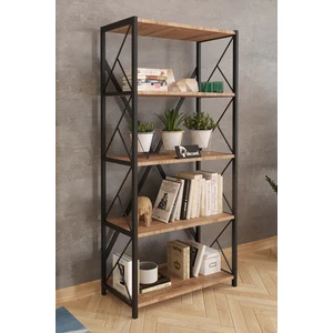 Sera Metal Kitaplık 5 Raflı Çok Amaçlı Dosya Kitap Rafı Ofis Salon Mutfak Raf 150 cm Ceviz