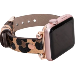 Apple Watch Uyumlu 38 40 41 mm Kadın Deri Kordon Slim - Leopar Desen