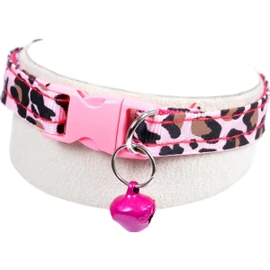 Leopar Desenli Zilli Kedi Köpek Taması Pembe
