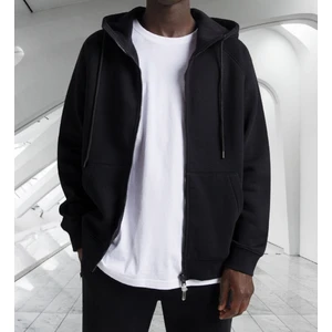 Amor Man Kapüşonlu Tam Fermuarlı Şardonlu Pamuk Dokuma 4 Iplik Çok Kalın Tam Kışlık Oversize Erkek Ceket-Sweatshirt