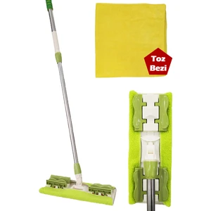 Sihirli Mop Istediğin Bezi Tak Kullan Teleskopik Saplı 1 Yedek Bez + Toz Bezi