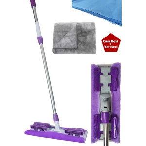 Sihirli Mop Istediğin Bezi Tak Kullan Teleskopik Saplı 1 Yedek Bez + Yer Bezi ve Cam Bezi