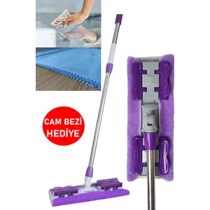Sihirli Mop Istediğin Bezi Tak Kullan Teleskopik Saplı + Yedek Bez + Cam Bezi