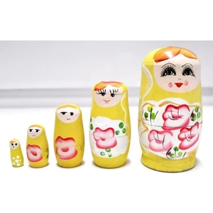 5’li Ahşap Matruşka Bebek (Sarı)