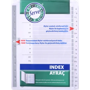 Karton A4 Ayraç Seperatör Sv 5328 A-Z Alfabetik Index