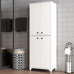 Moxen Mobilya Beyaz Suntalam Çok Amaçlı Dolap 173x60x36 cm 4 Kapaklı 6 Raflı Modern ve Şık Tasarım