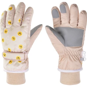 Çocuk Kaymaz Kadife Kayak Eldiveni - Haki (Yurt Dışından)