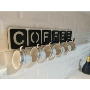 Bi Baksan Ya Dekoratif Coffee Yazılı Mutfak Fincan ve Kupa Askılığı 45CM x 10CM