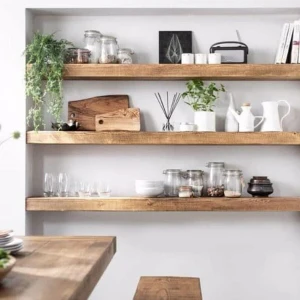 Karadeniz Pazarlama 3'lü Ahşap Duvar Rafı - Gizli Bağlantılı 120X20 cm 40 mm Kalınlığında