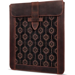 Hakiki Deri ve Dokuma Kumaş Tablet Kılıfı iPad Pro 12'' / 12.9’’ Inç - Tarçın