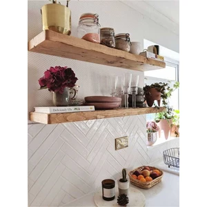 Karadeniz Pazarlama 2'li Ahşap Duvar Rafı - Gizli Bağlantılı 140X20 cm