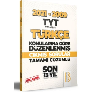 Benim Hocam Yayınları  TYT Türkçe Son 13 Yıl 2009-2021TIPKI Basım Konularına Göre Düzenlenmiş Çıkmış Sorular
