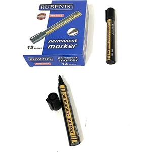 Rubenıs Permanent Koli Kalemi Yuvarlak Uçlu Siyah 12 ' Li ( 1 Paket )