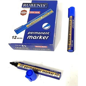 Rubenıs Permanent Koli Kalemi Yuvarlak Uç Mavi 12 'li ( 1 Paket )