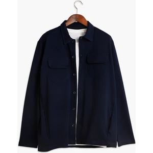 Erkek Lacivert Örme Overshirt Gömlek