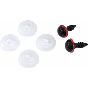 Amigurumi Vidalı Renkli Göz -Kırmızı  - 8 mm - 20 Adet (10 Çift) Kilitli Göz